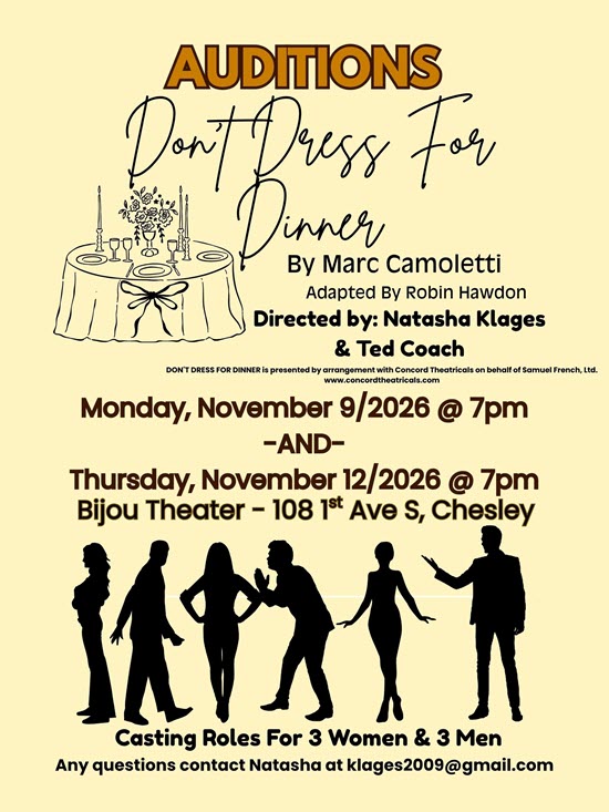 Auditions for Don't Dress for Dinner poster